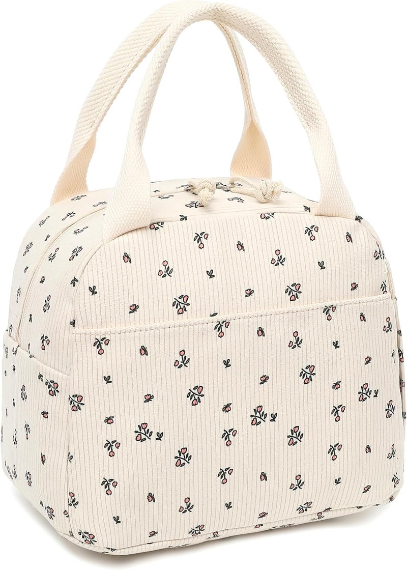 LEDAOU Lunch Box for Women Insulated Lunch Bag Corduroy Lunch Tote Bags Leakproof Cooler Lunch Case for Travel Work Picnic - Image 1